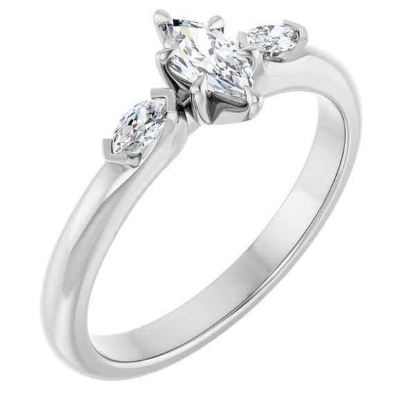 Claw-Prong Three-Stone Engagement Ring