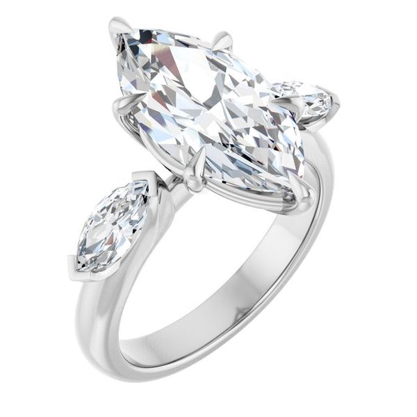 Claw-Prong Three-Stone Engagement Ring
