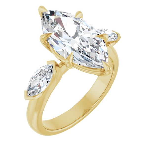 Claw-Prong Three-Stone Engagement Ring