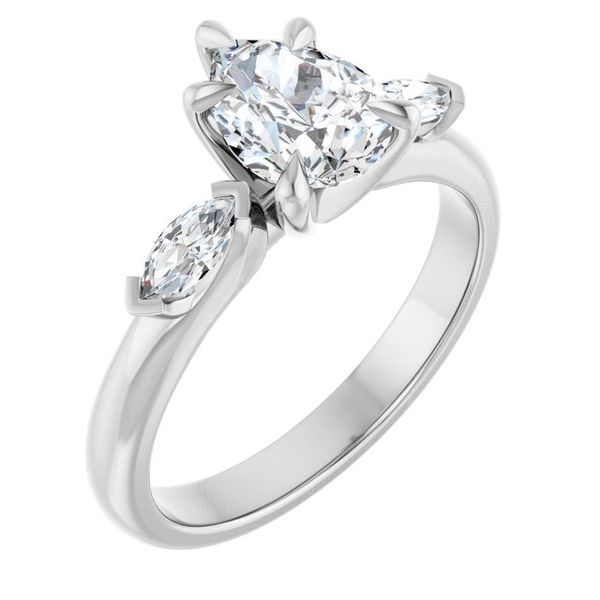 Claw-Prong Three-Stone Engagement Ring