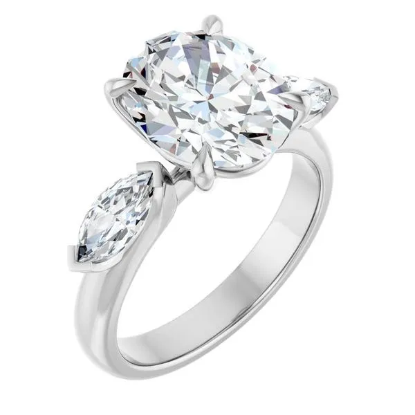 Claw-Prong Three-Stone Engagement Ring