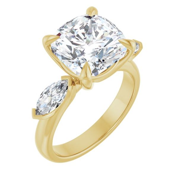 Claw-Prong Three-Stone Engagement Ring