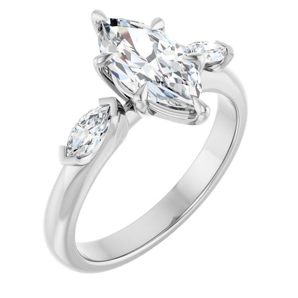 Claw-Prong Three-Stone Engagement Ring