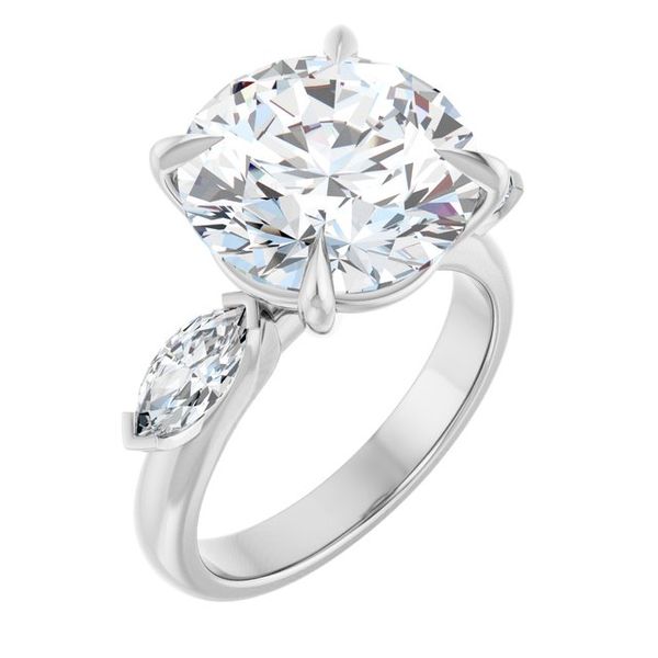 Claw-Prong Three-Stone Engagement Ring