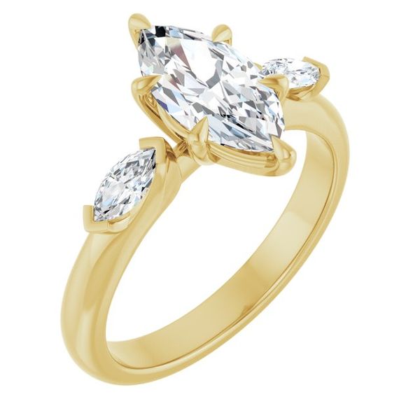 Claw-Prong Three-Stone Engagement Ring