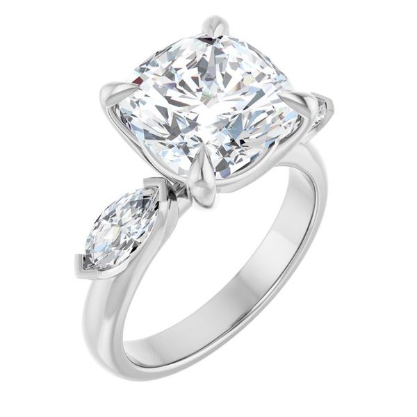 Claw-Prong Three-Stone Engagement Ring