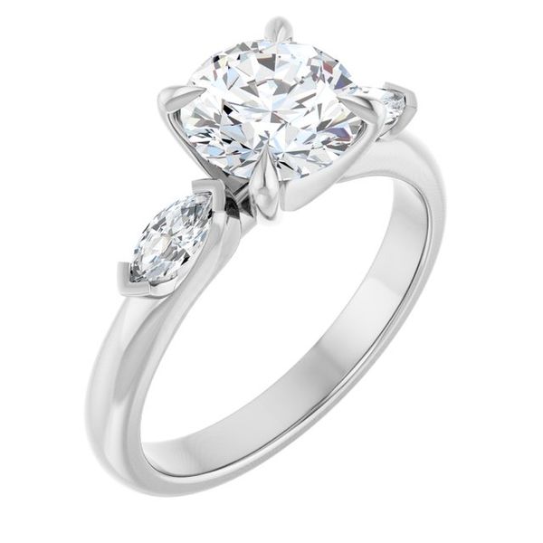 Claw-Prong Three-Stone Engagement Ring