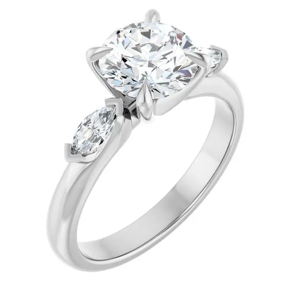 Claw-Prong Three-Stone Engagement Ring