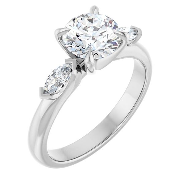Claw-Prong Three-Stone Engagement Ring