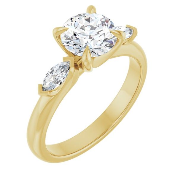 Claw-Prong Three-Stone Engagement Ring