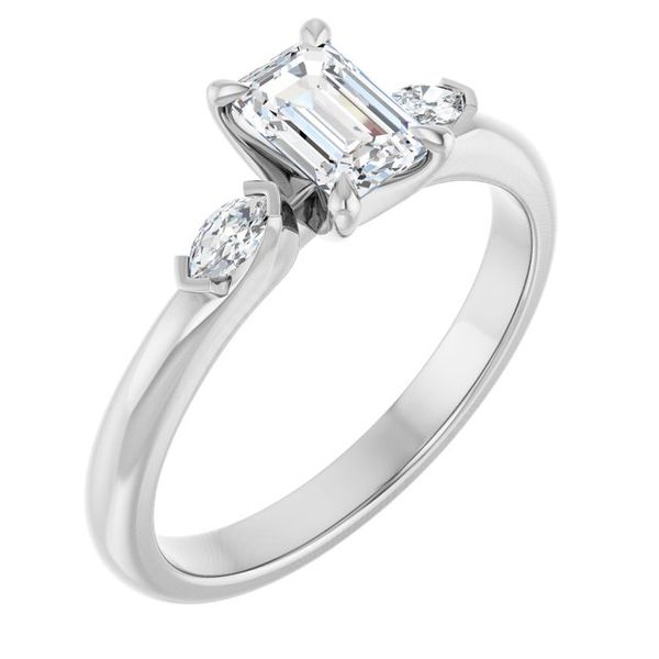 Claw-Prong Three-Stone Engagement Ring