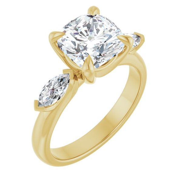 Claw-Prong Three-Stone Engagement Ring