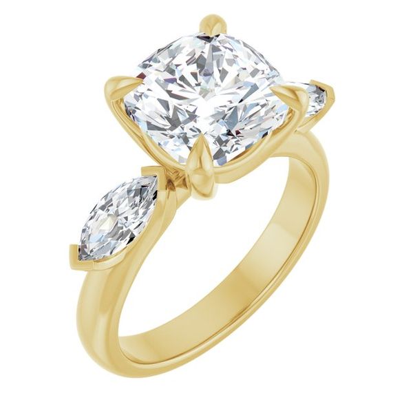Claw-Prong Three-Stone Engagement Ring