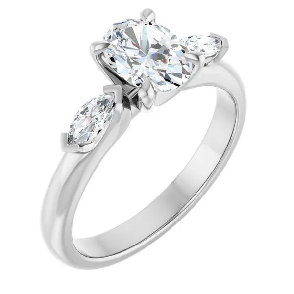 Claw-Prong Three-Stone Engagement Ring