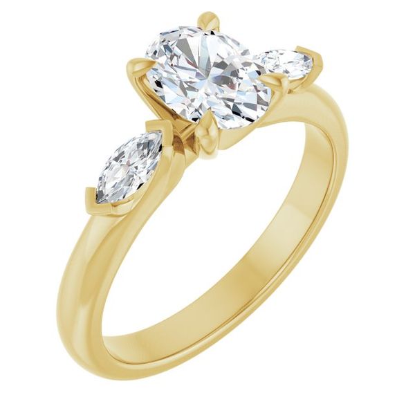 Claw-Prong Three-Stone Engagement Ring