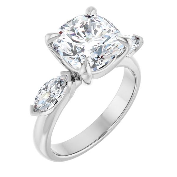 Claw-Prong Three-Stone Engagement Ring