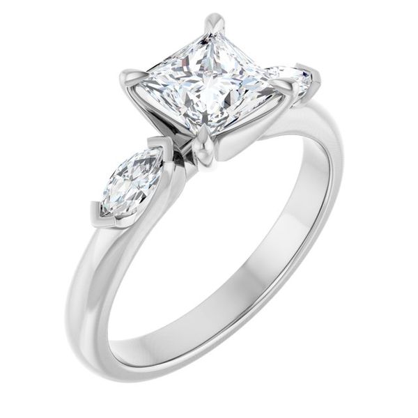 Claw-Prong Three-Stone Engagement Ring