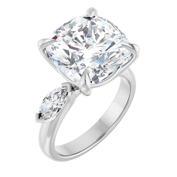 Claw-Prong Three-Stone Engagement Ring
