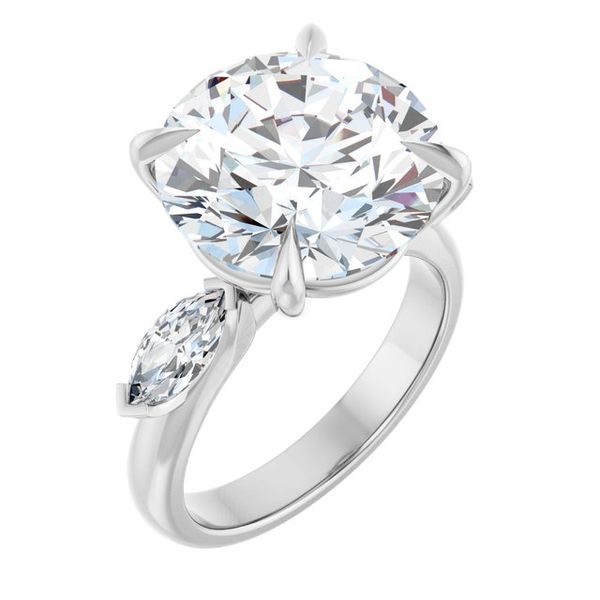 Claw-Prong Three-Stone Engagement Ring