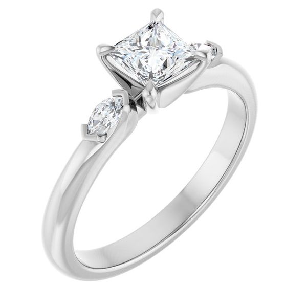 Claw-Prong Three-Stone Engagement Ring