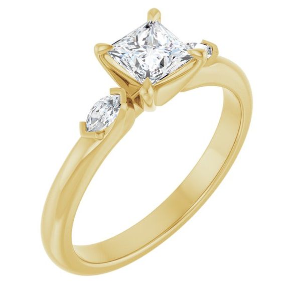Claw-Prong Three-Stone Engagement Ring