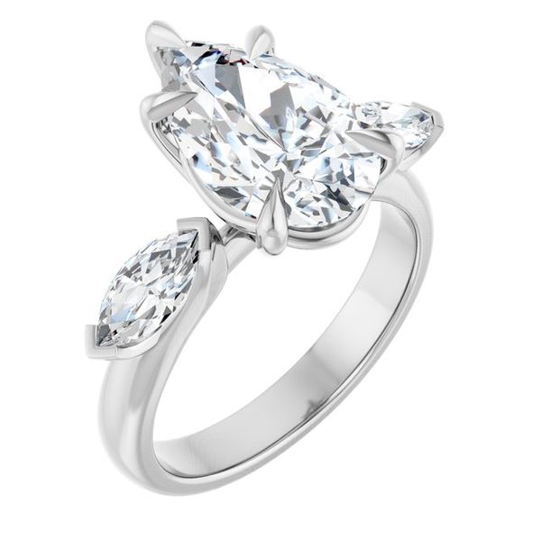 Claw-Prong Three-Stone Engagement Ring