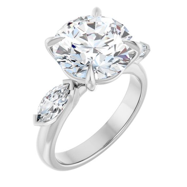Claw-Prong Three-Stone Engagement Ring