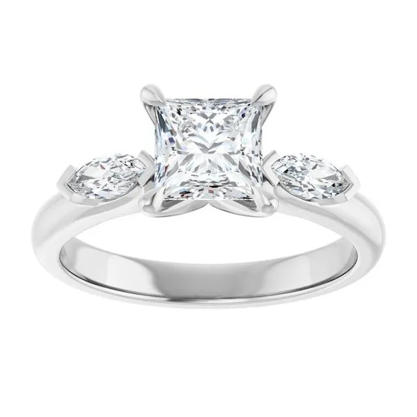 Claw-Prong Three-Stone Engagement Ring Image 3 J. Thomas Jewelers Rochester Hills, MI