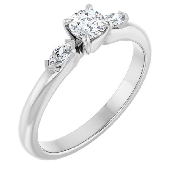 Claw-Prong Three-Stone Engagement Ring