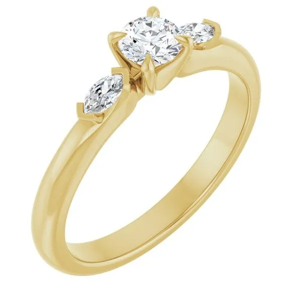 Claw-Prong Three-Stone Engagement Ring