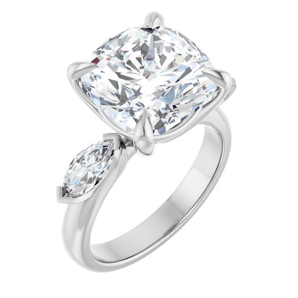 Claw-Prong Three-Stone Engagement Ring