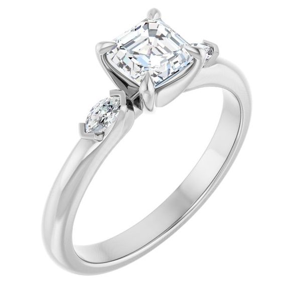Claw-Prong Three-Stone Engagement Ring