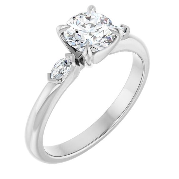 Claw-Prong Three-Stone Engagement Ring