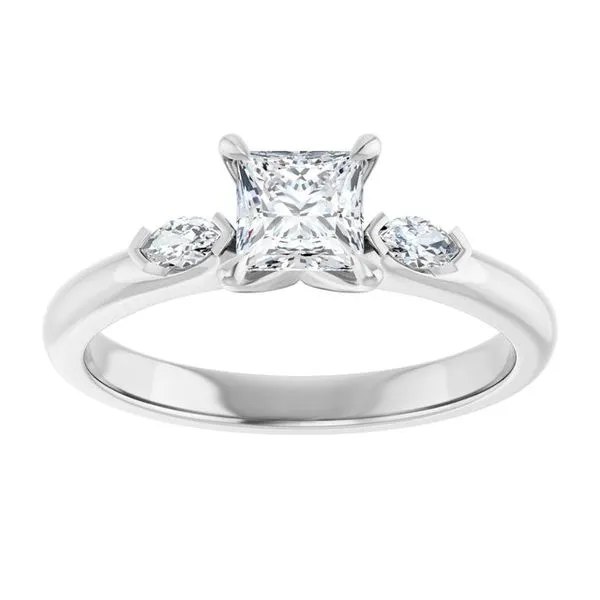 Claw-Prong Three-Stone Engagement Ring Image 3 Hudson Valley Goldsmith New Paltz, NY