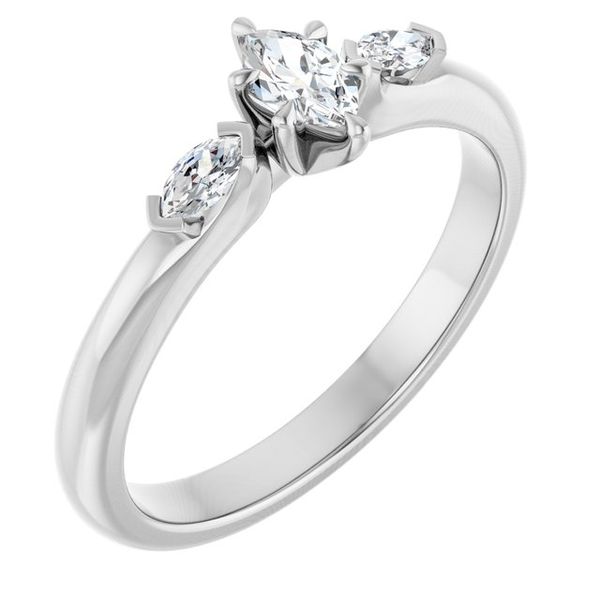 Claw-Prong Three-Stone Engagement Ring