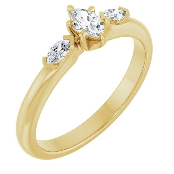 Claw-Prong Three-Stone Engagement Ring
