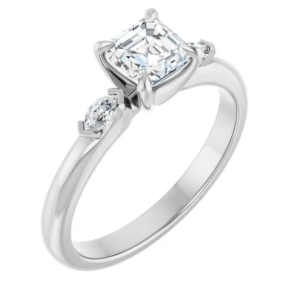 Claw-Prong Three-Stone Engagement Ring