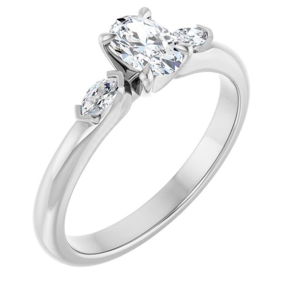 Claw-Prong Three-Stone Engagement Ring