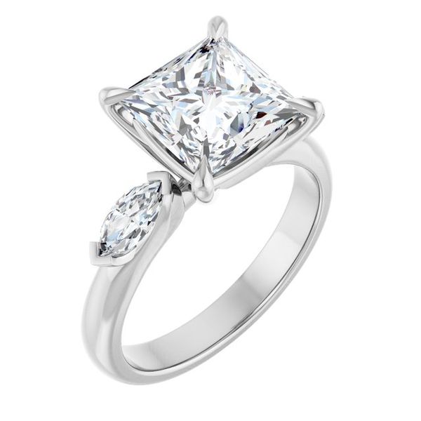 Claw-Prong Three-Stone Engagement Ring