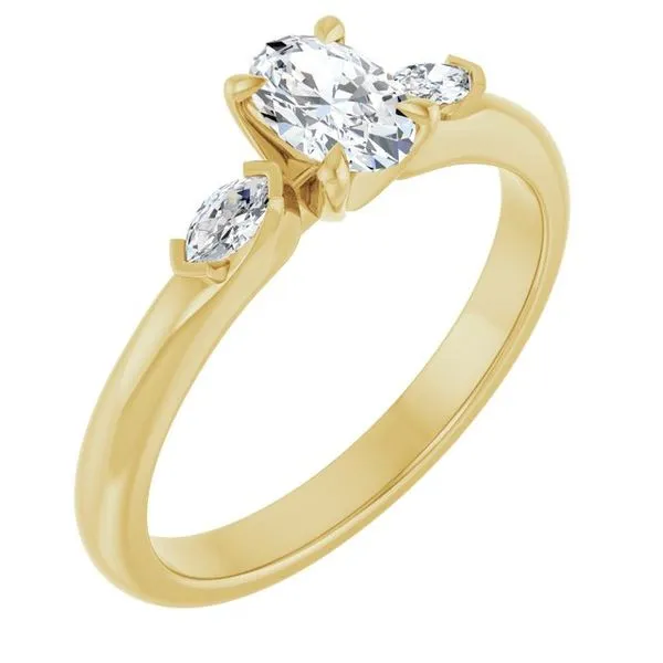 Claw-Prong Three-Stone Engagement Ring