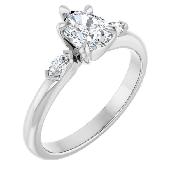 Claw-Prong Three-Stone Engagement Ring