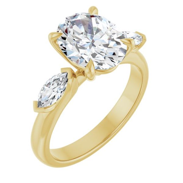 Claw-Prong Three-Stone Engagement Ring