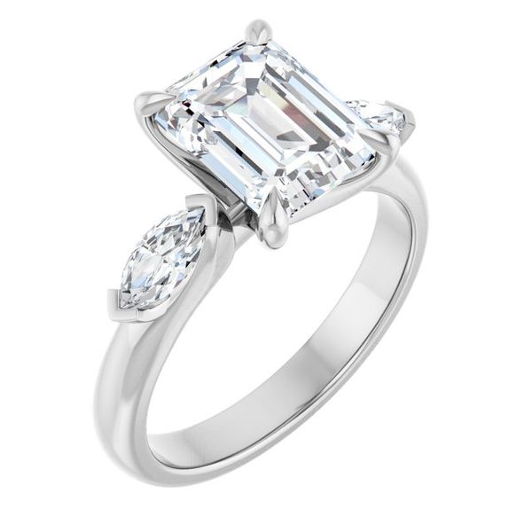 Claw-Prong Three-Stone Engagement Ring