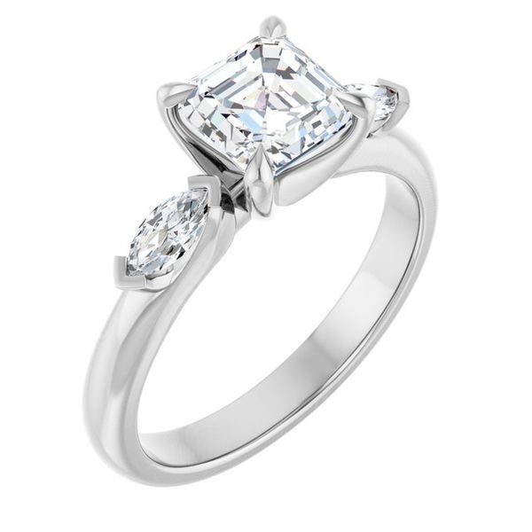 Claw-Prong Three-Stone Engagement Ring