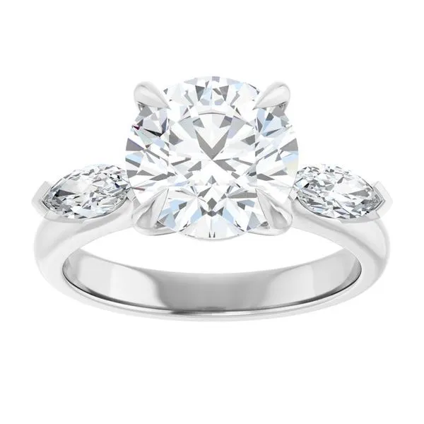 Claw-Prong Three-Stone Engagement Ring Image 3 J. Thomas Jewelers Rochester Hills, MI