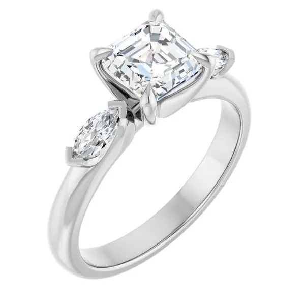 Claw-Prong Three-Stone Engagement Ring