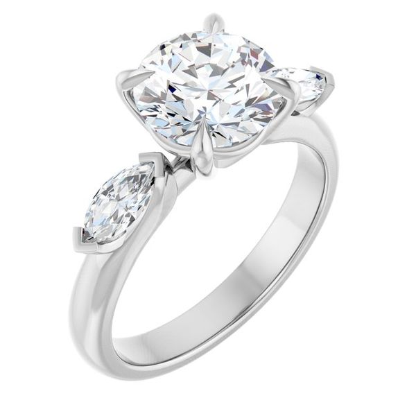 Claw-Prong Three-Stone Engagement Ring