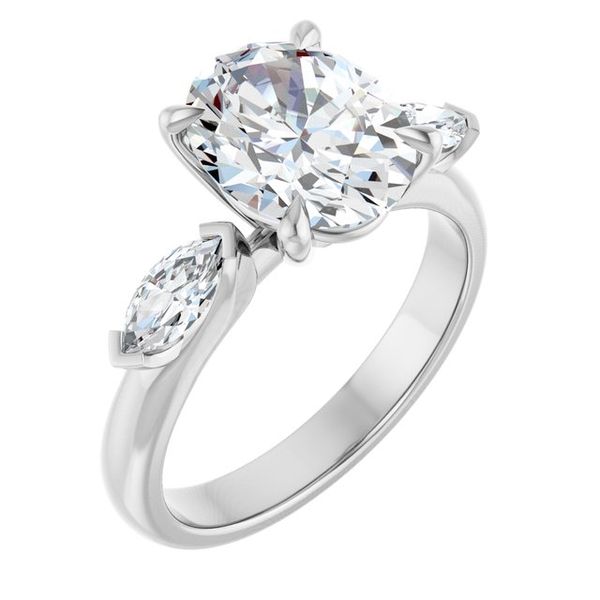 Claw-Prong Three-Stone Engagement Ring