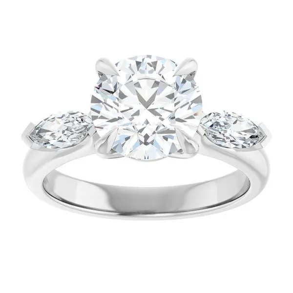 Claw-Prong Three-Stone Engagement Ring Image 3 J. Thomas Jewelers Rochester Hills, MI