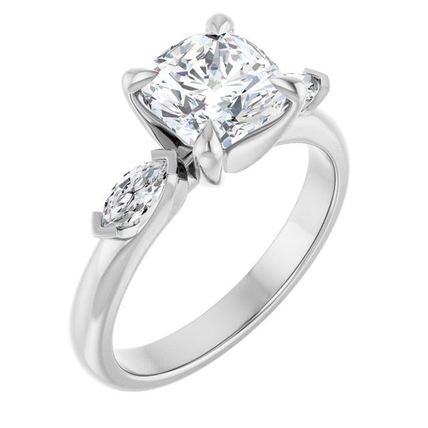 Claw-Prong Three-Stone Engagement Ring